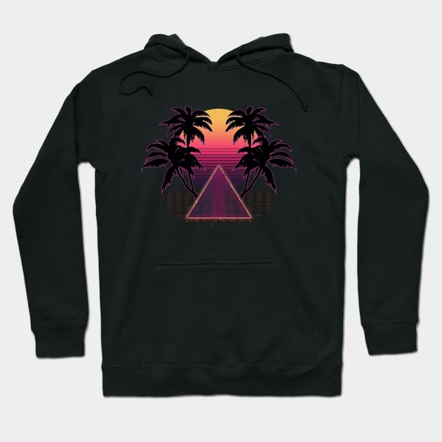 SYNTHWAVE SUN & PALMS #3 Hoodie by RickTurner